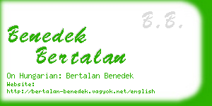 benedek bertalan business card